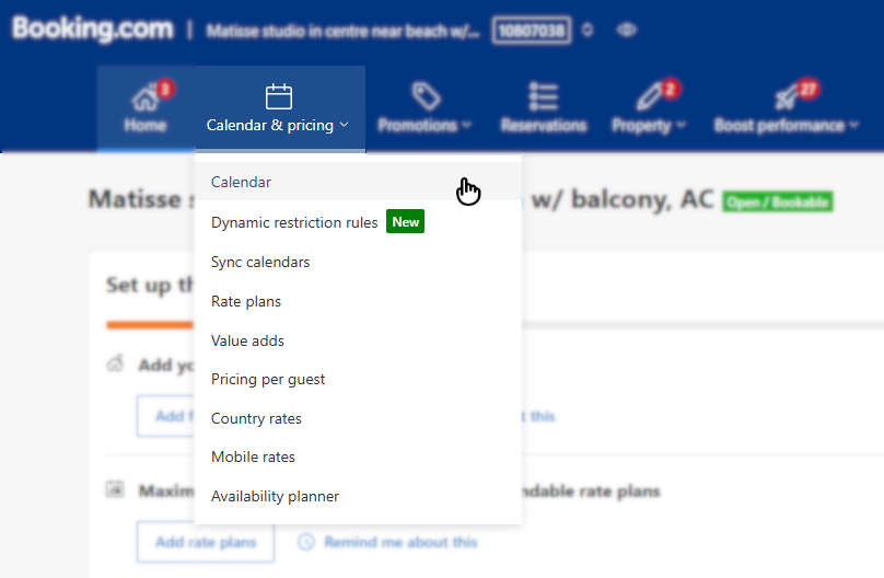 Booking.com Calendar step 1