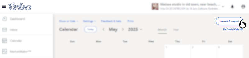 VRBO Calendar step 1